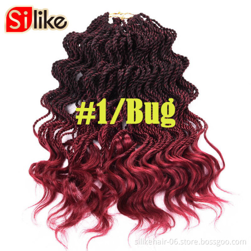 Wholesale Price 14" Curly Senegalese Twist 7 colors Crochet Hair Synthetic  Crochet Braids Pre-Twisted Flashy Curly End